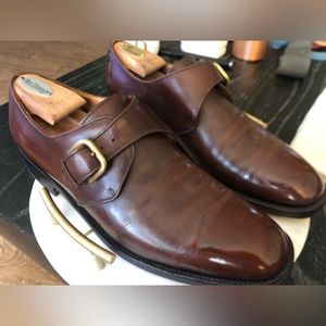 Salvatore Ferragamo Men's Tramezza Brown Leather Monk Strap Designer Shoes 10D